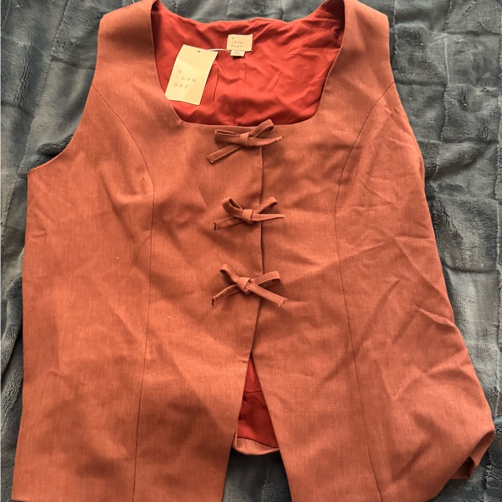 A New Day Rust Vest with Bow Accents